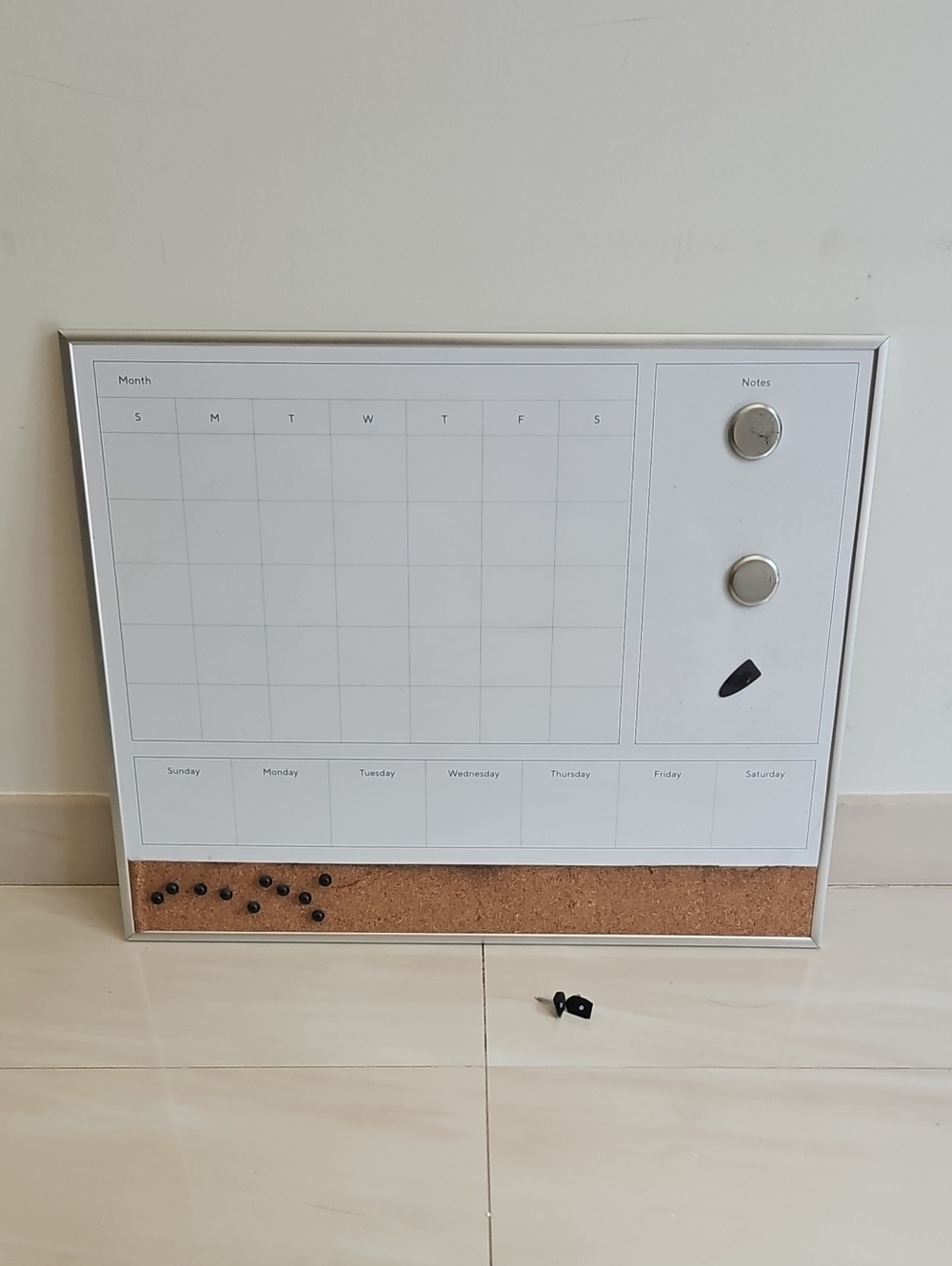 Magnetic Dry Erase Monthly Planner Board with Cork